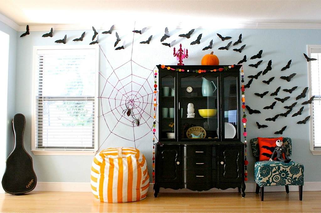 Room with halloween attributes