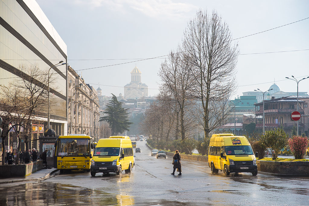 In addition to buses, minibuses also travel around Tbilisi